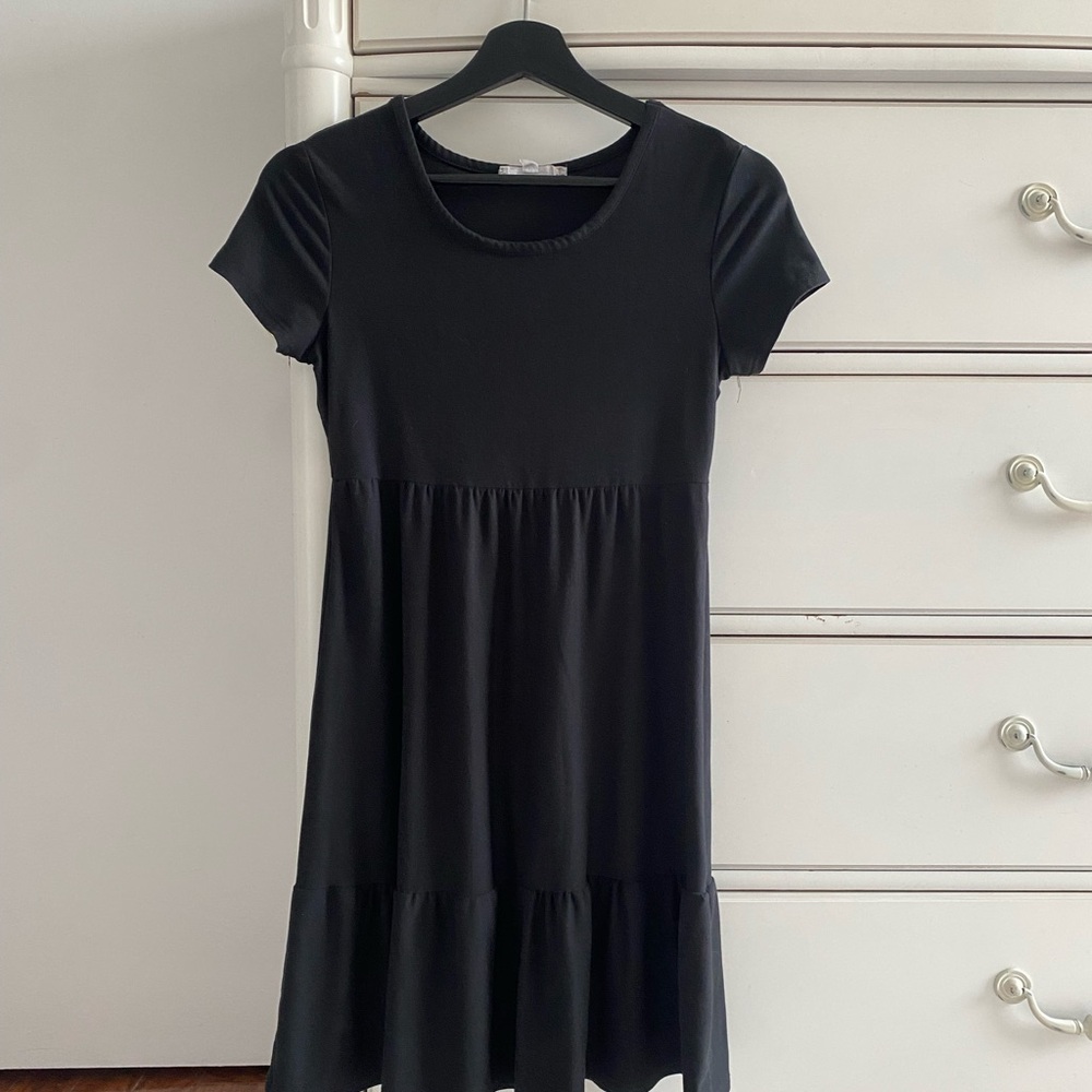 Pink Rose Black Mini Dress